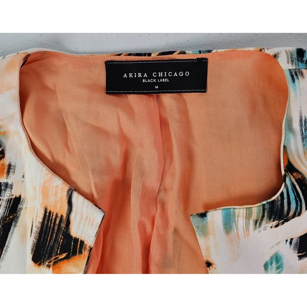 Akira Chicago Women's M Multicolor Black Label Long Sleeve Lined Colorful Blazer - Picture 8 of 11